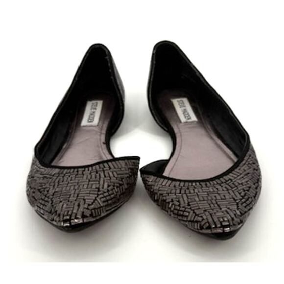 Steve Madden Black and Silver Flats with Textile Upper – Size 7.5 - Picture 2 of 6